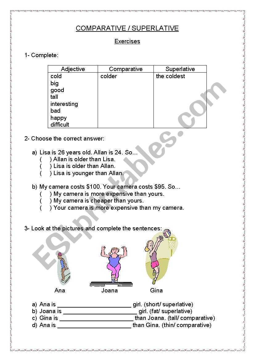 Comparative/ superlative exercises