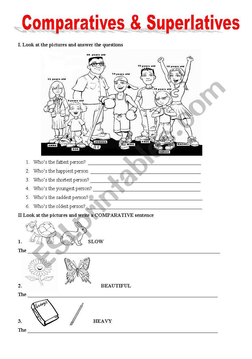 Comparatives and Superlatives worksheet