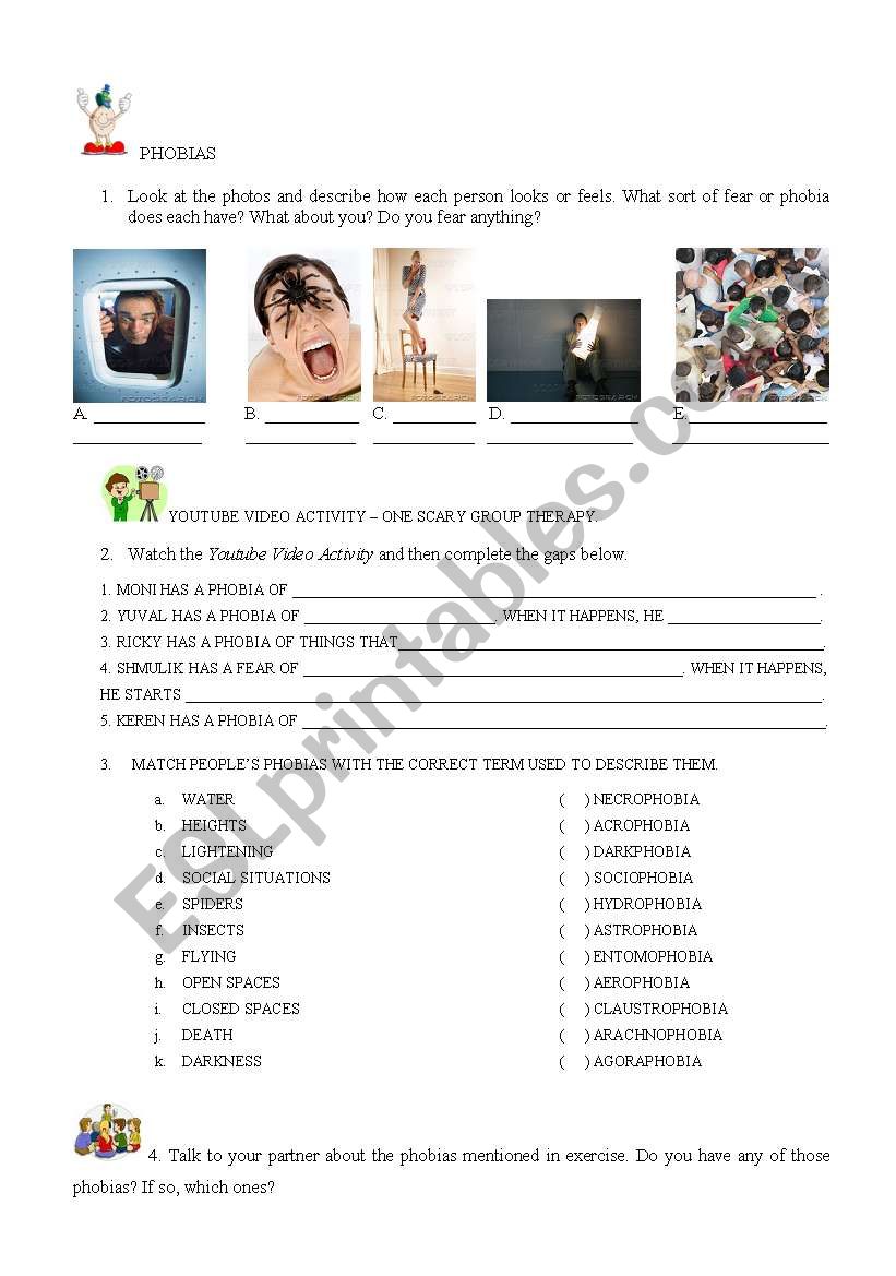 Phobias worksheet