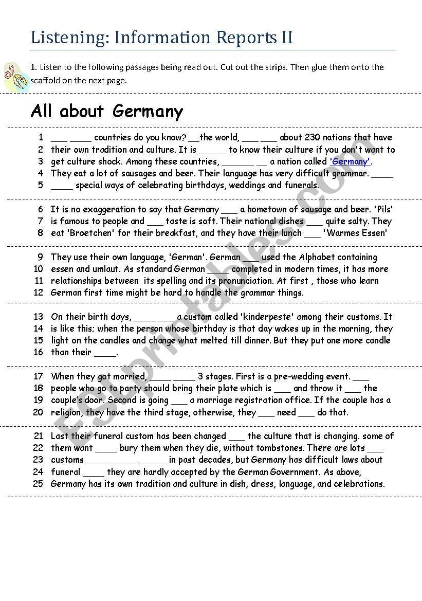 Information Reports II worksheet