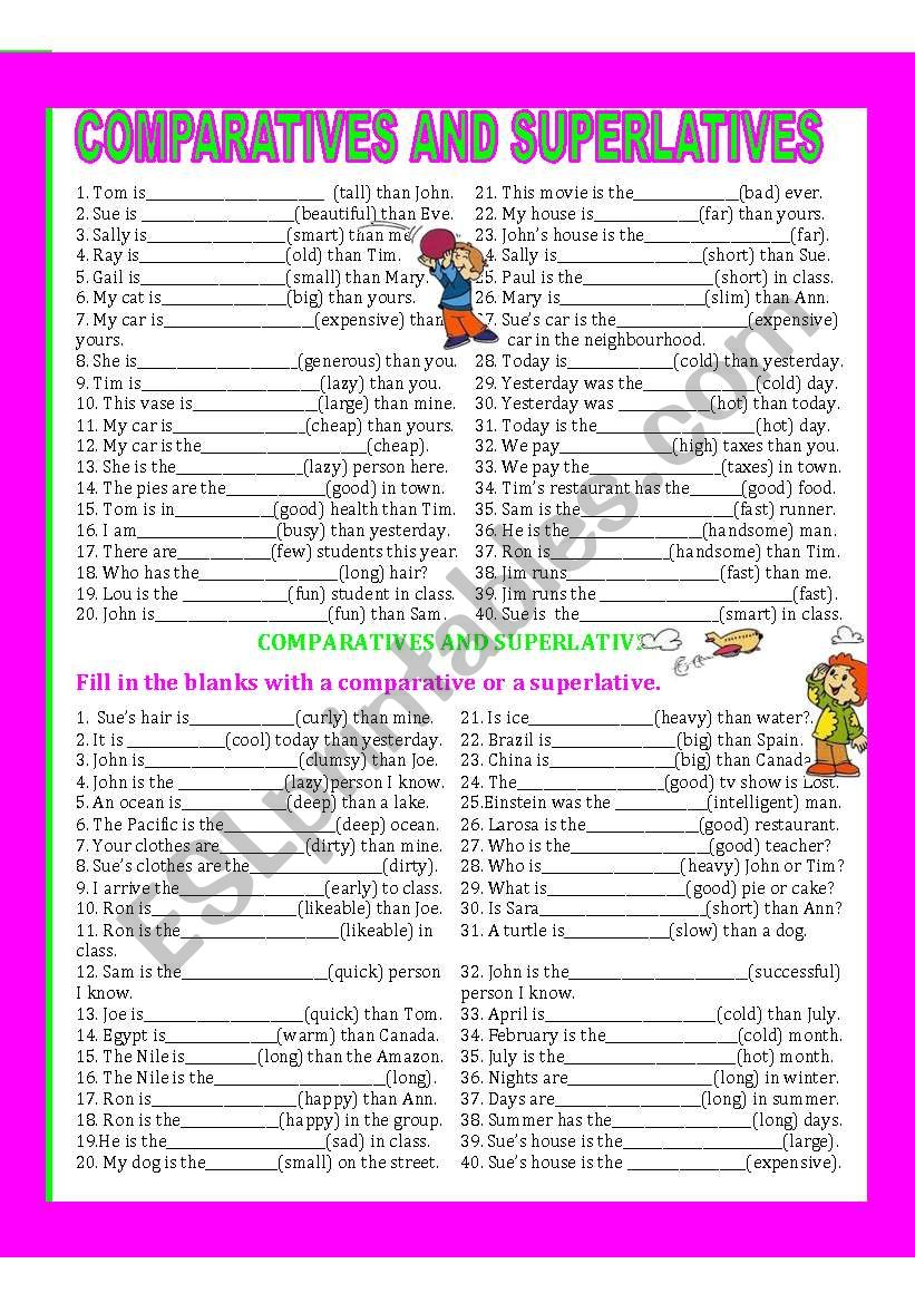 COMPARATIVES AND SUPERLATIVES worksheet