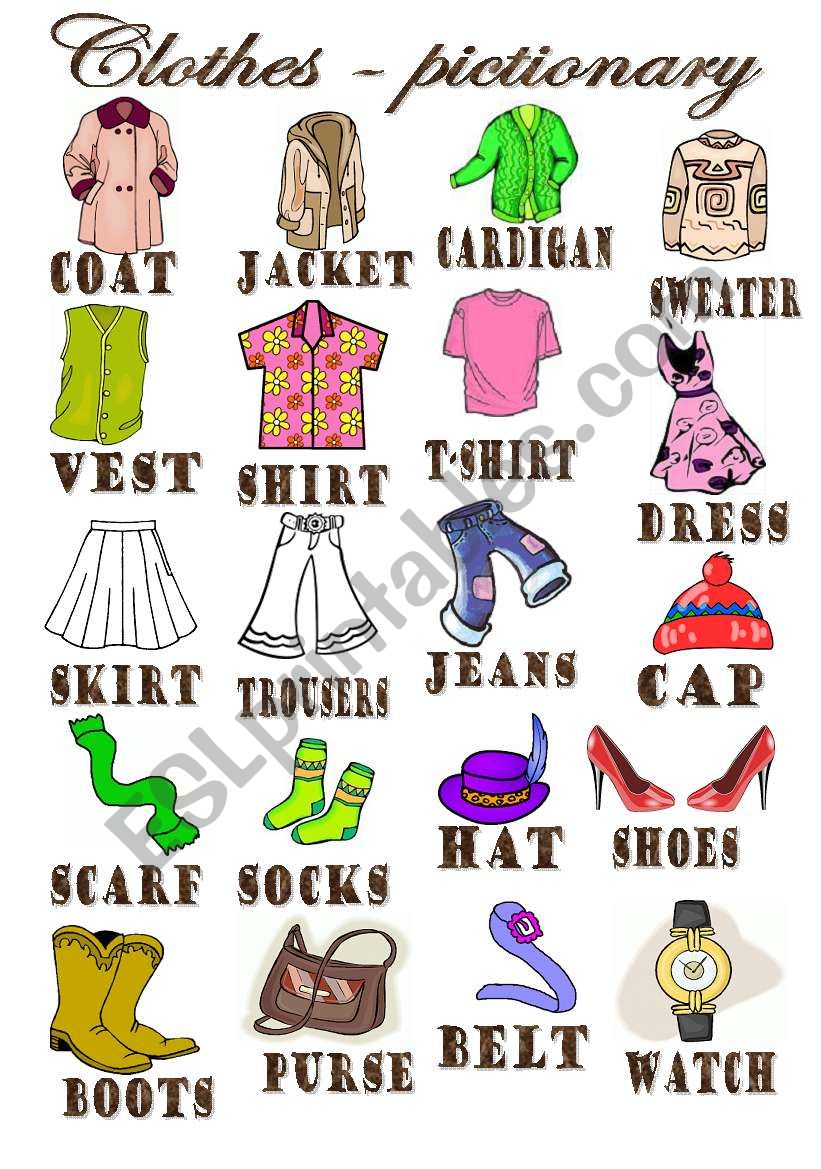 CLOTHES PICTIONARY worksheet