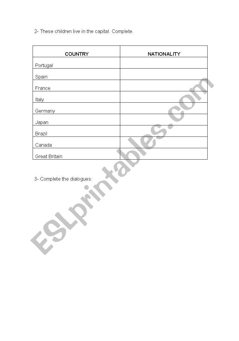 nationalities worksheet