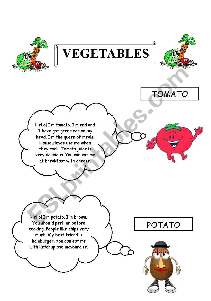 vegetables worksheet