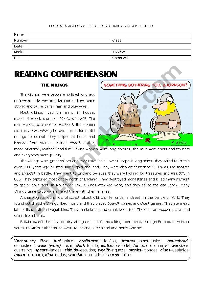 The Vikings worksheet