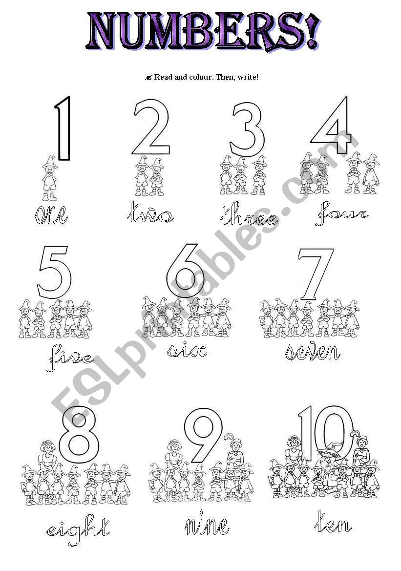 Numbers 1 to 10 worksheet