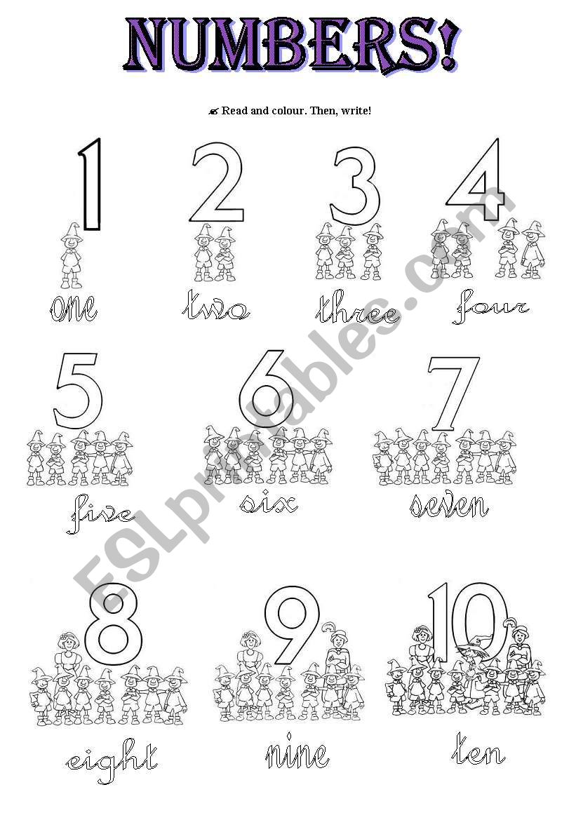 Numbers 1 to 10 worksheet