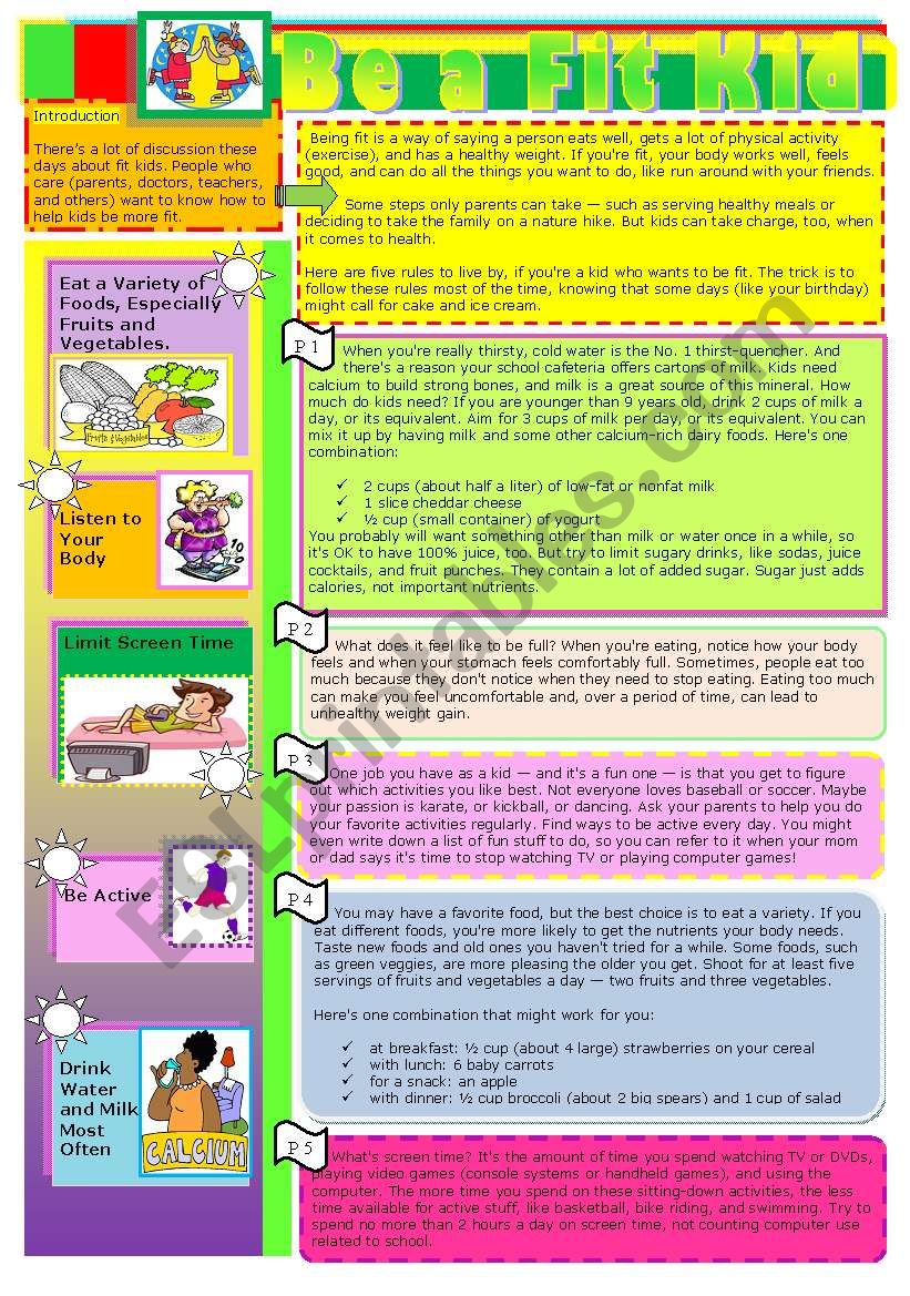 Be a Fit Kid worksheet