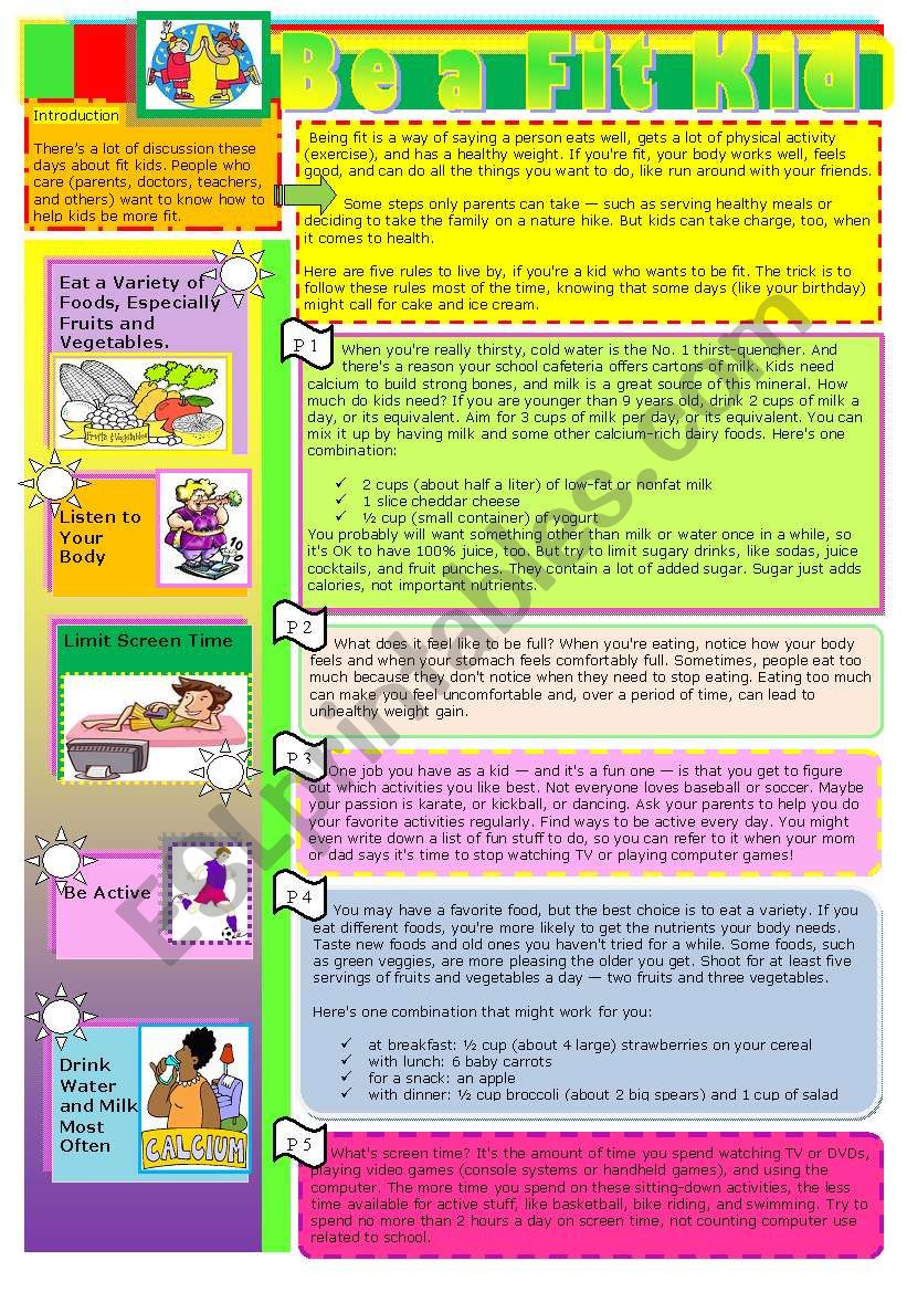 Be a Fit Kid worksheet