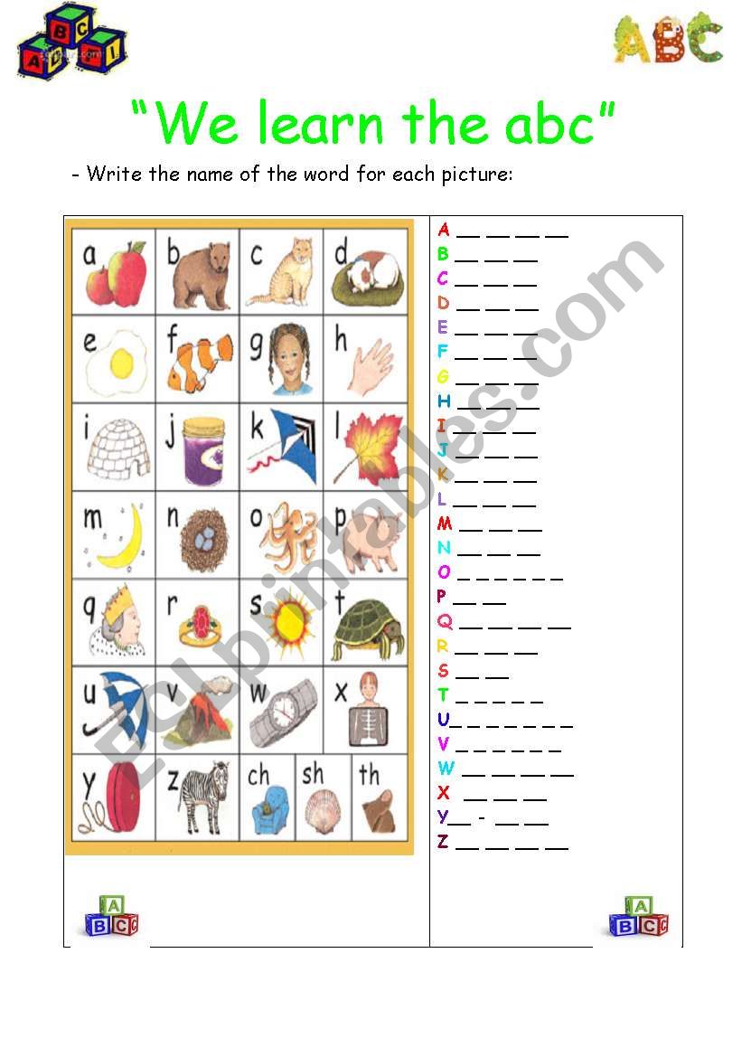 learn the abc worksheet