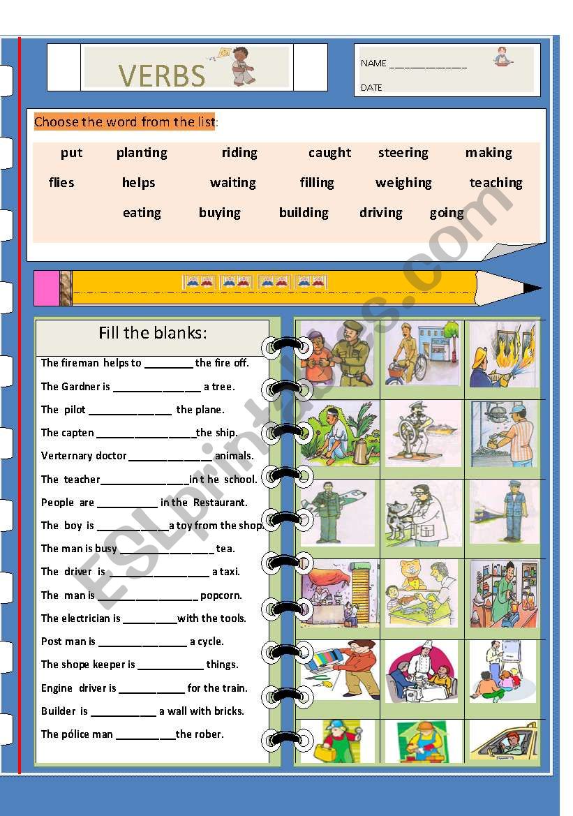 VERBS worksheet