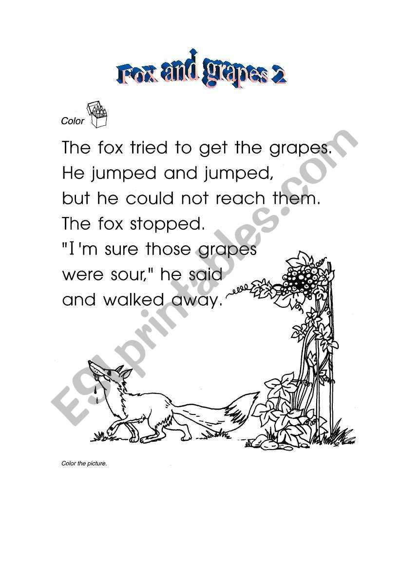 Fox and grapes 2 worksheet