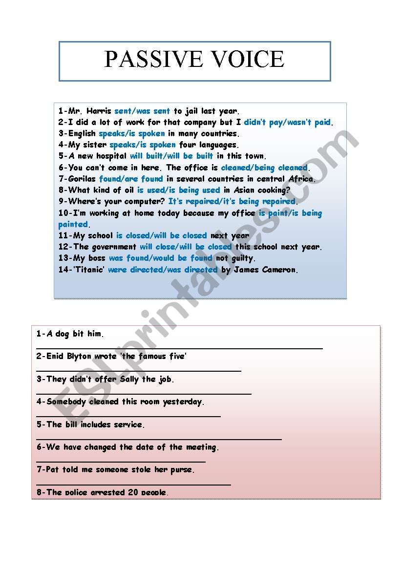 passive voice worksheet