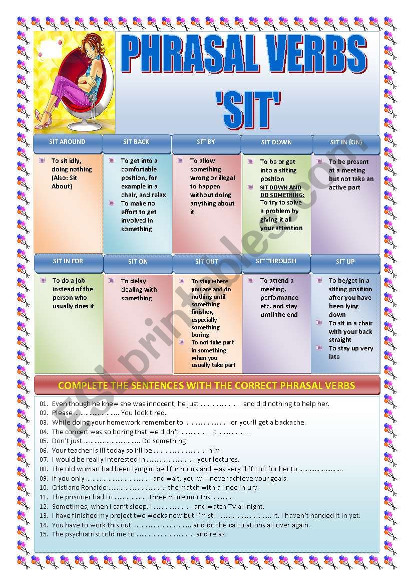 PHRASAL VERBS: SIT worksheet