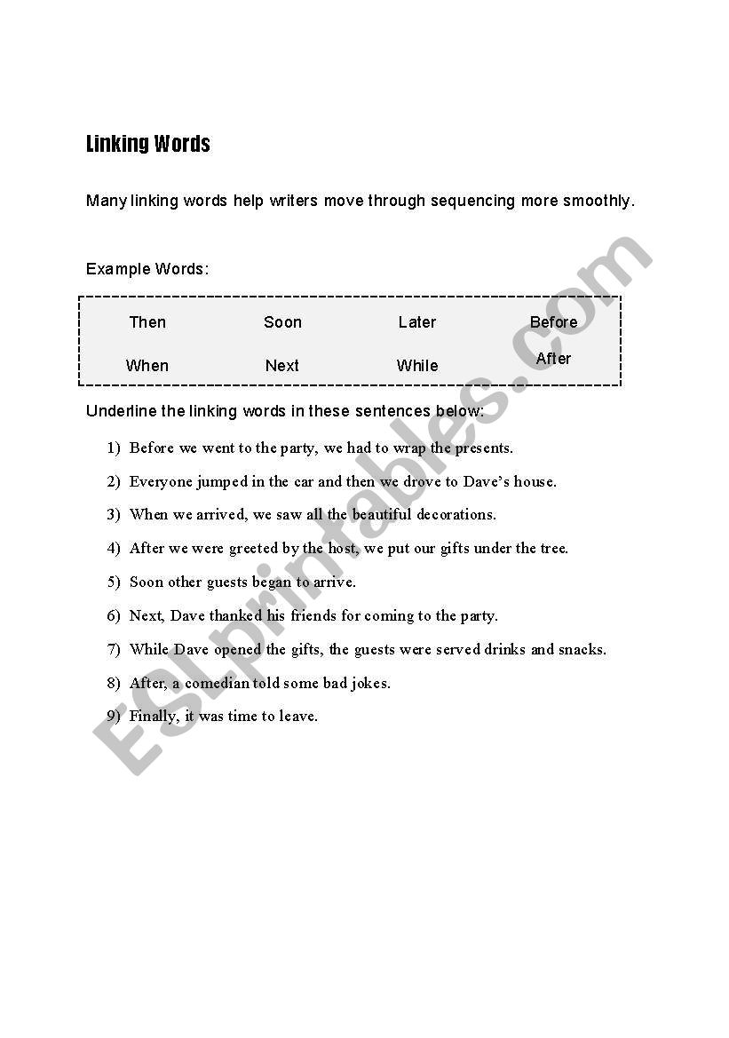 Linking Words worksheet