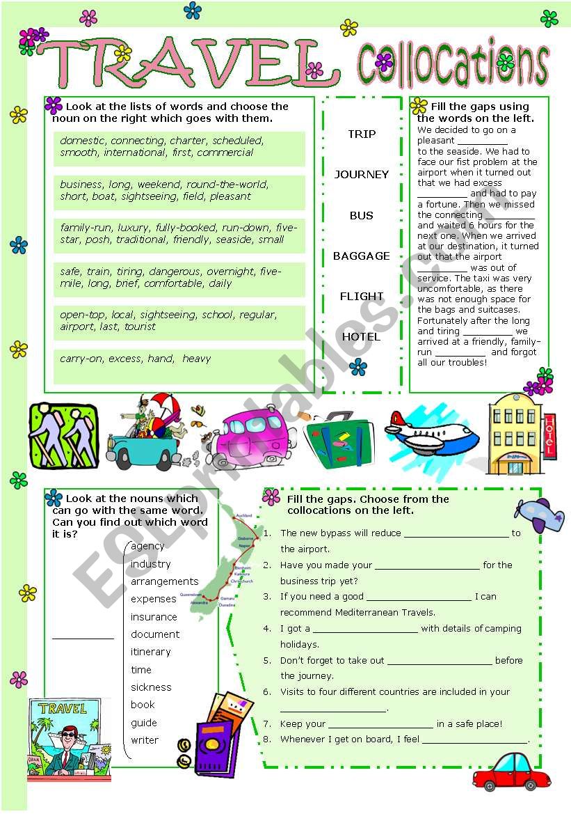 TRAVEL COLLOCATIONS worksheet