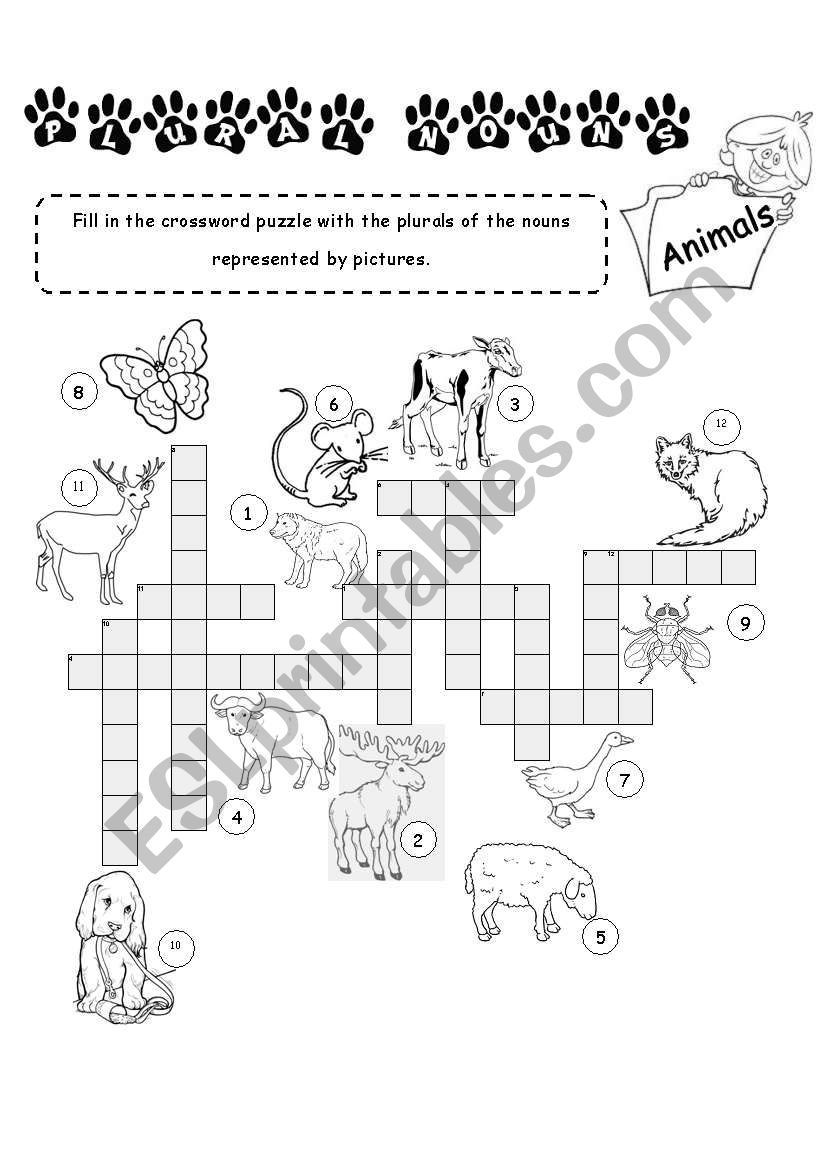 Animals - Plural Nouns, Page 2 (Editable)