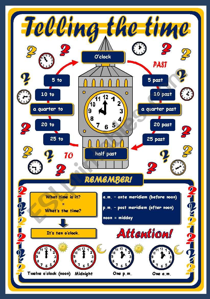 TELLING THE TIME POSTER worksheet