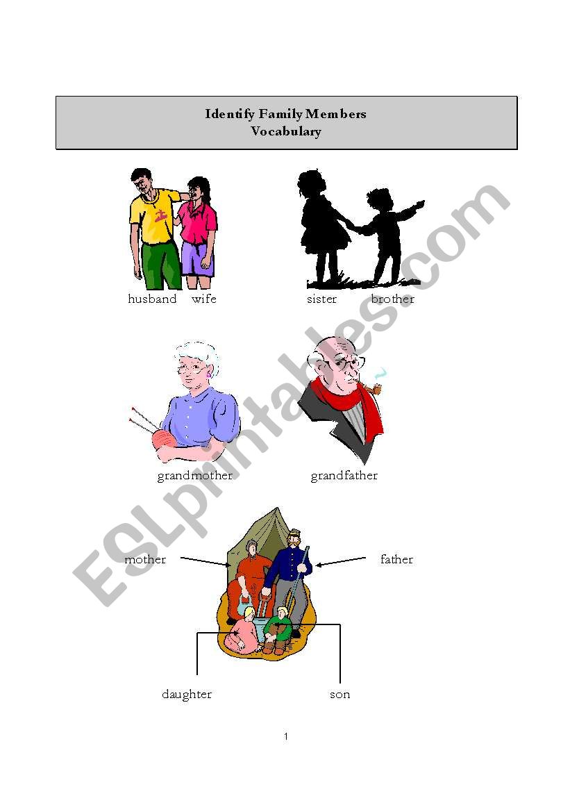 Family Members Handout worksheet