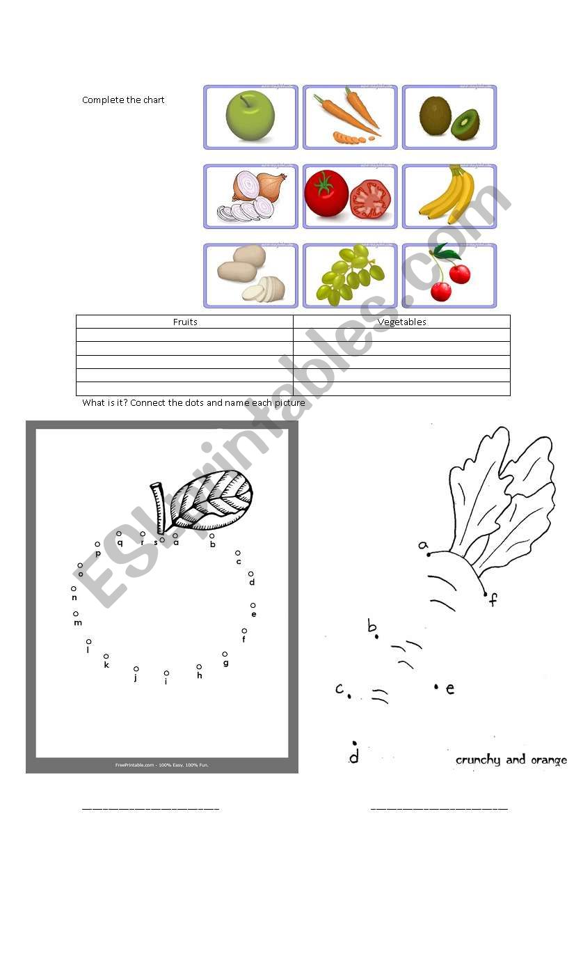 vegetables worksheet