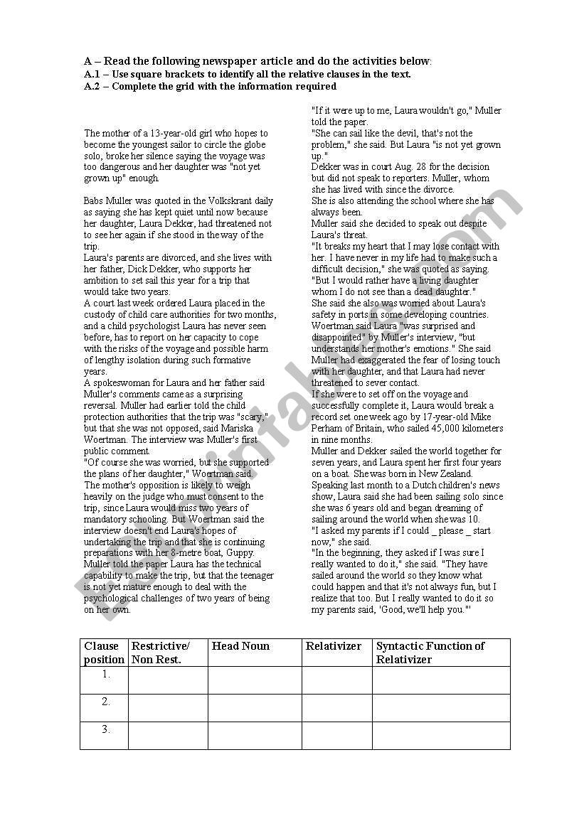 grammar worksheet