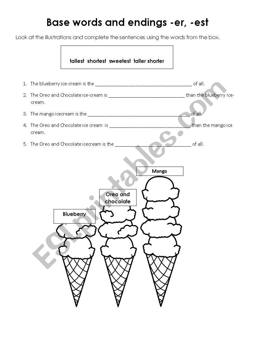 Base words and endings -er. -est
