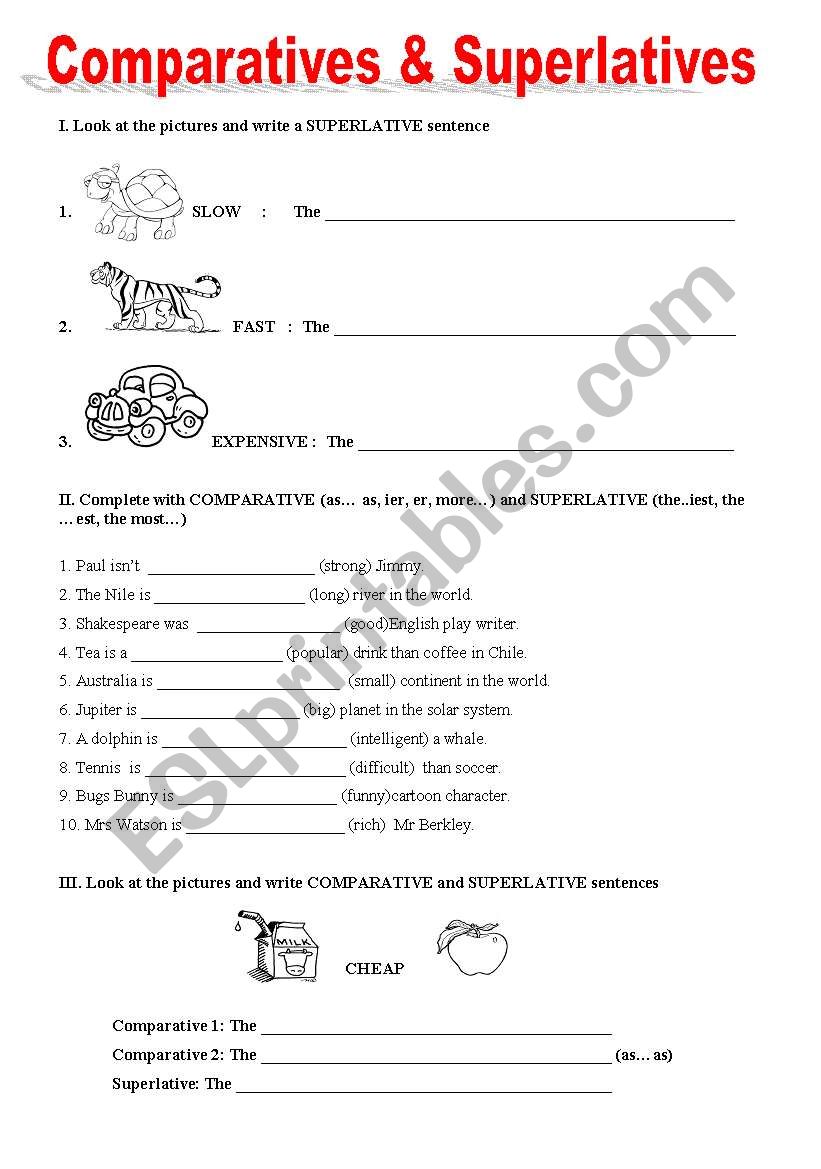 Comparatives and Superlatives worksheet