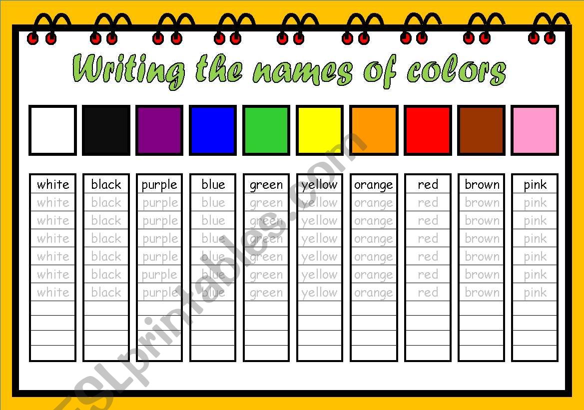 colors worksheet