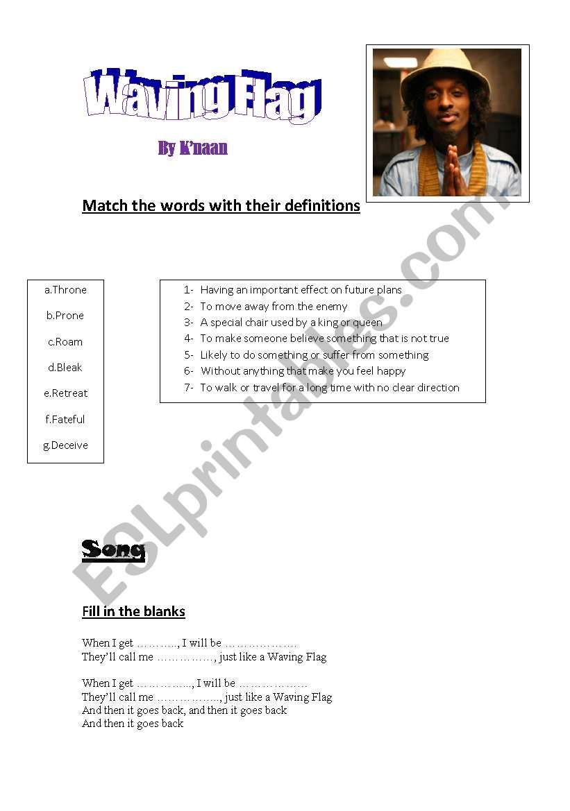 Waving flag by Knaan worksheet