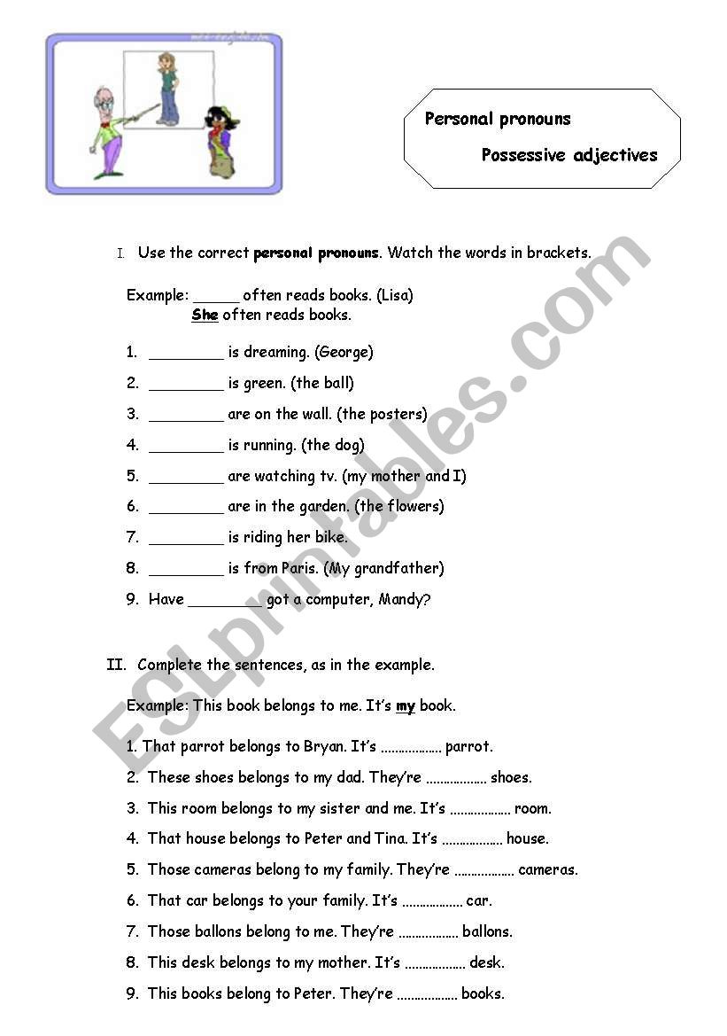 personal-pronouns-and-possessive-adjectives-esl-worksheet-by-anaferreira82