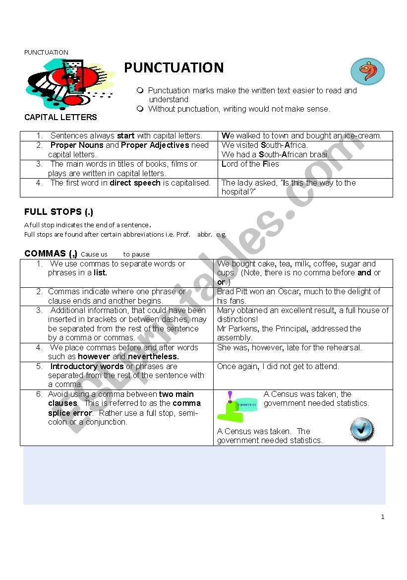 PUNCTUATION GUIDE worksheet