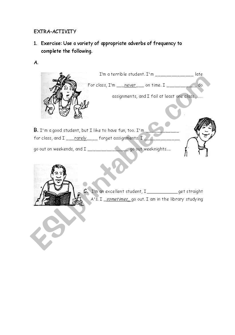frecuency adverbs worksheet
