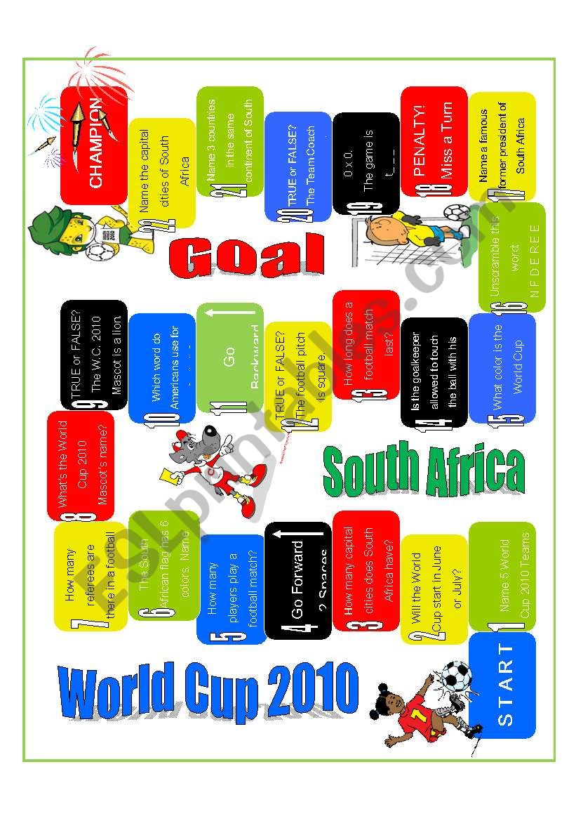 Game - World Cup 2010 worksheet