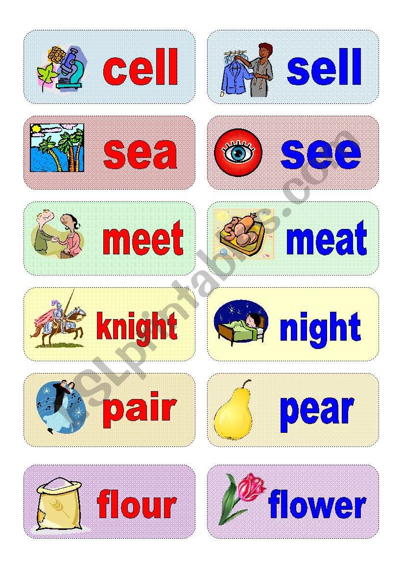 homophones - activity cards (set 1)