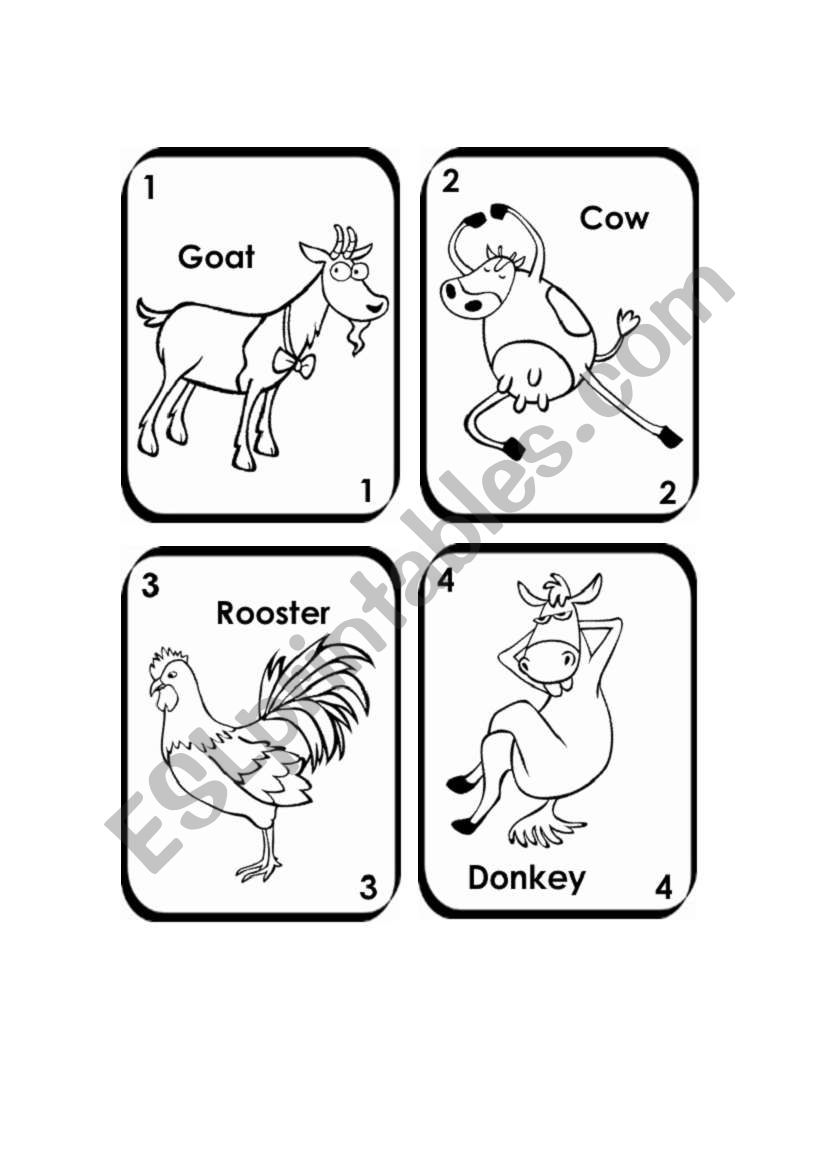 Farm animals playing cards (1st 6 of 12)
