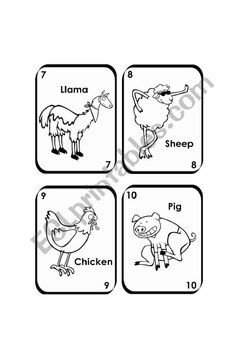Farm animal playing cards (last 6 of 12)