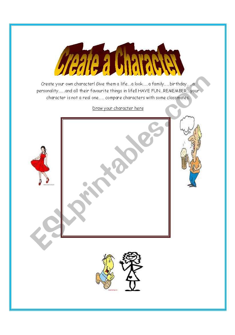 CREATE YOUR OWN CHARACTER worksheet