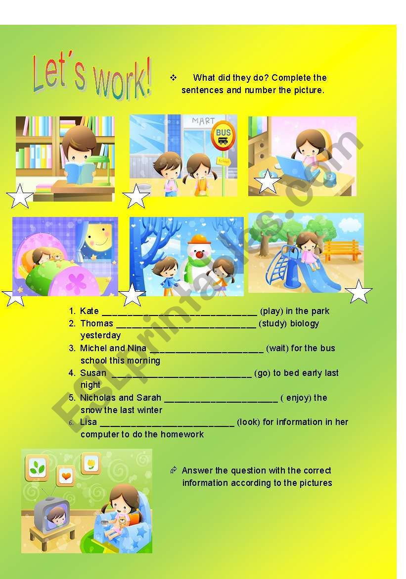 Simple past Second Part worksheet