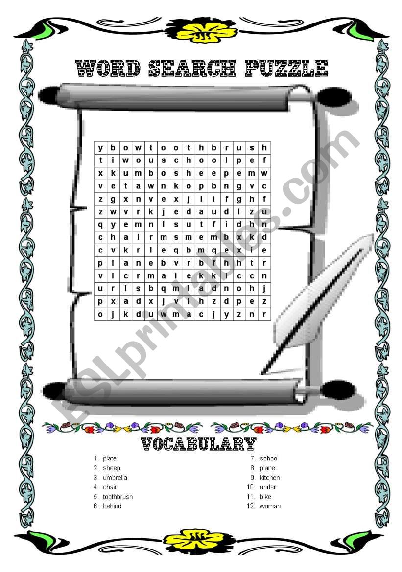 word search puzzle worksheet