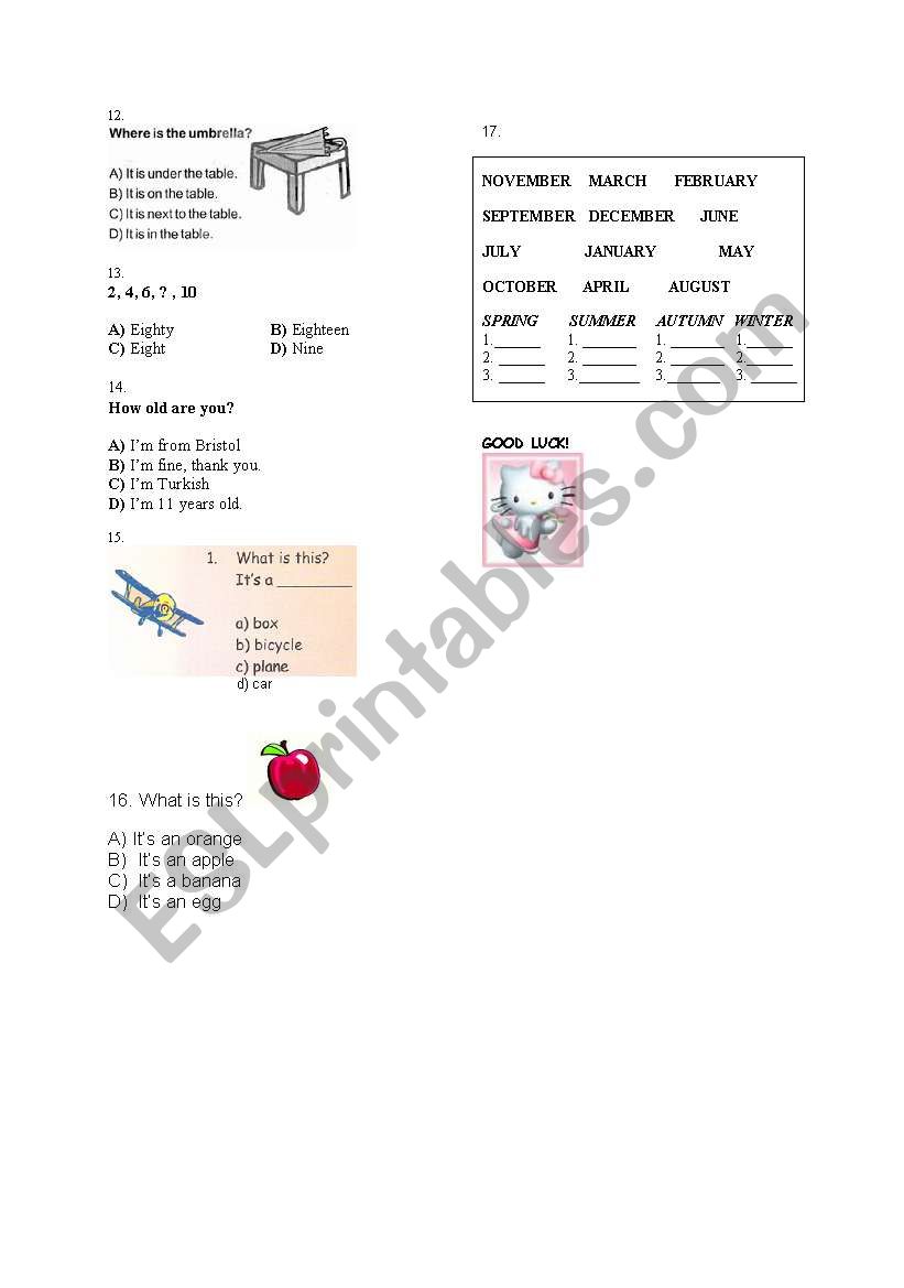 A Test For Class Four Students (Part 2)