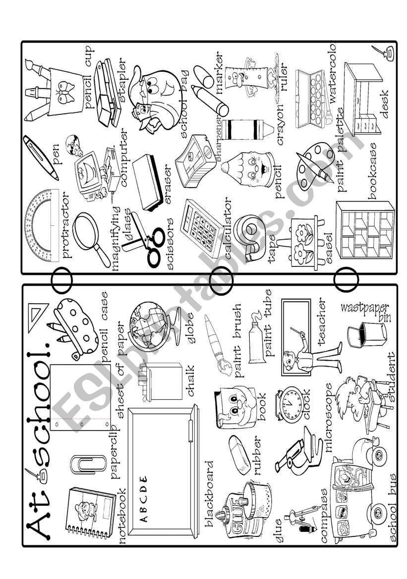 school pictionary worksheet