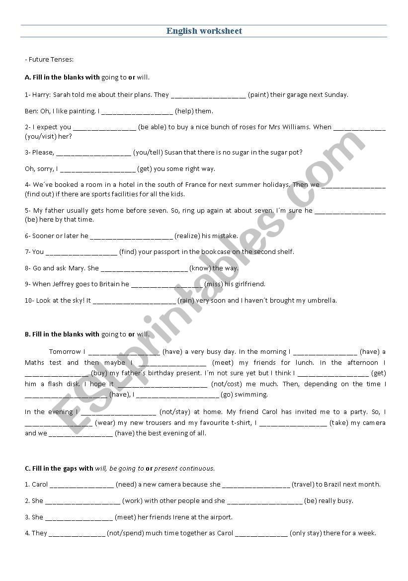 Future  worksheet