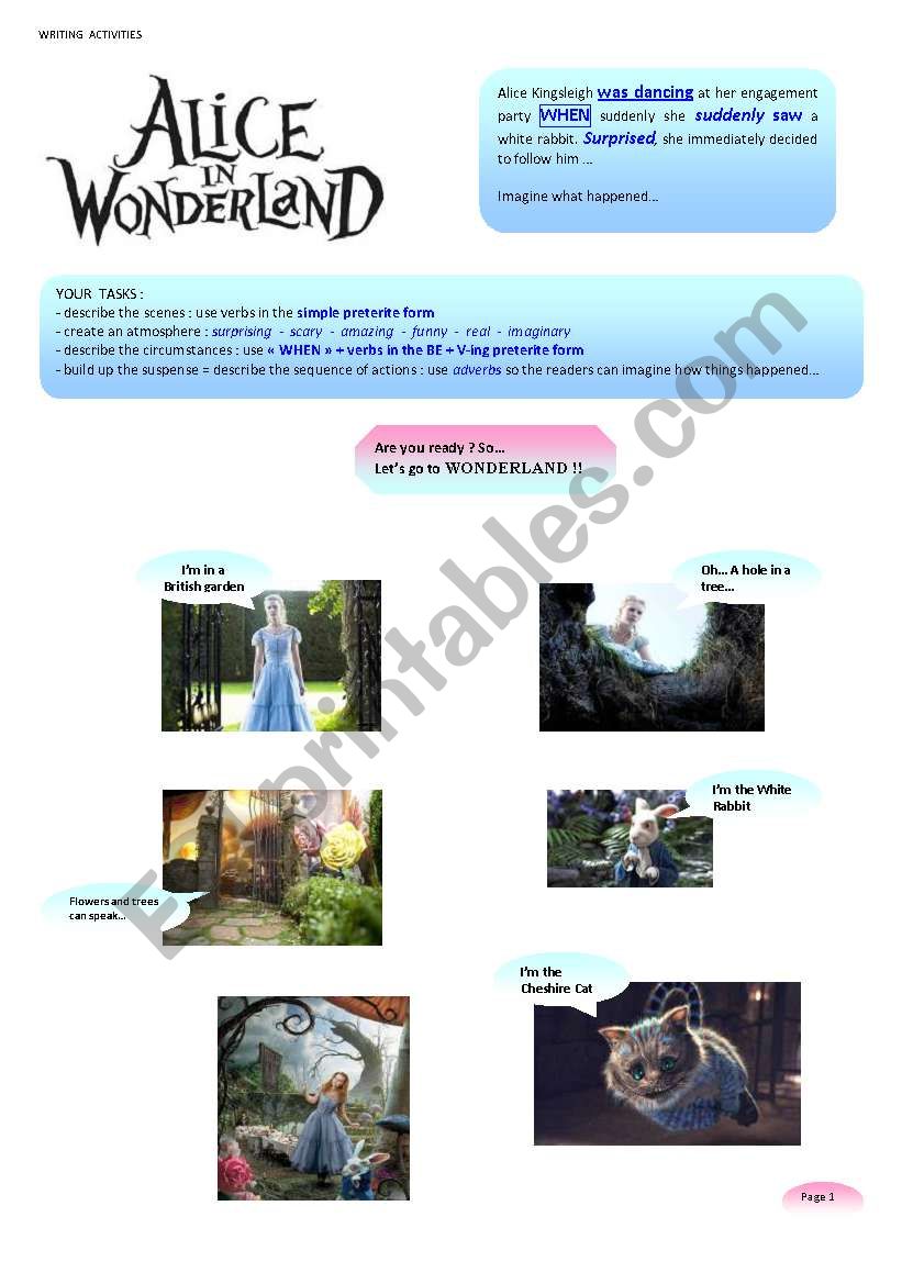 Writing activities -- Alice in Wonderland 