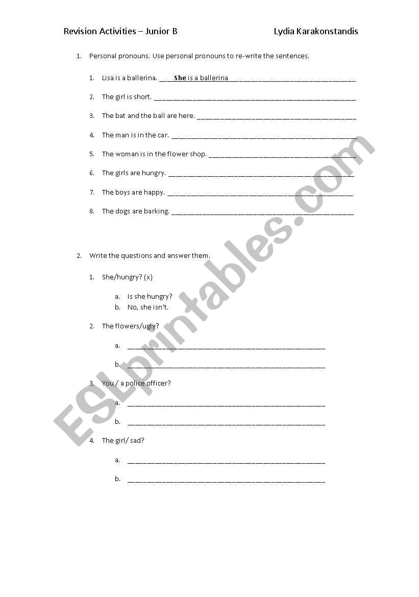 End of year Revision Material worksheet