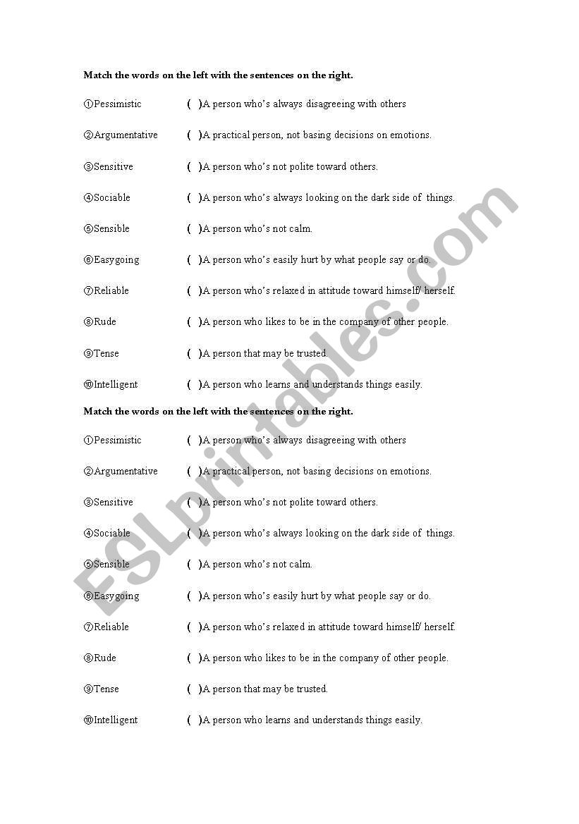 Adjectives worksheet