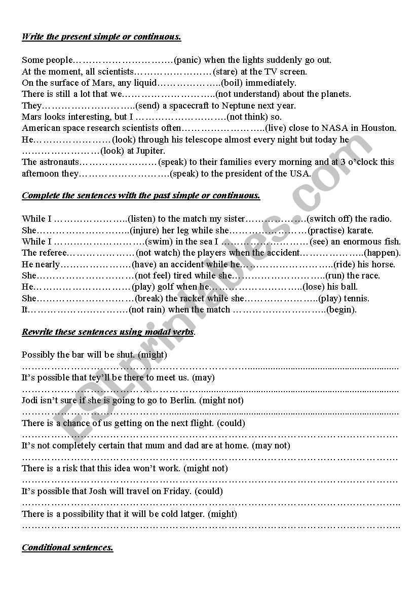 Mixed tenses worksheet