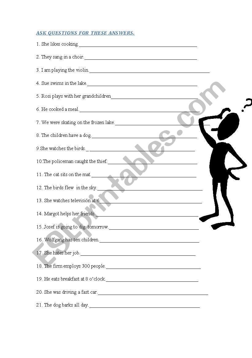 ASK QUESTIONS worksheet