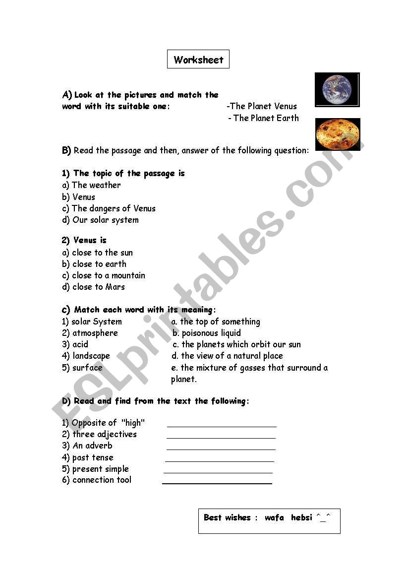 the planet worksheet worksheet