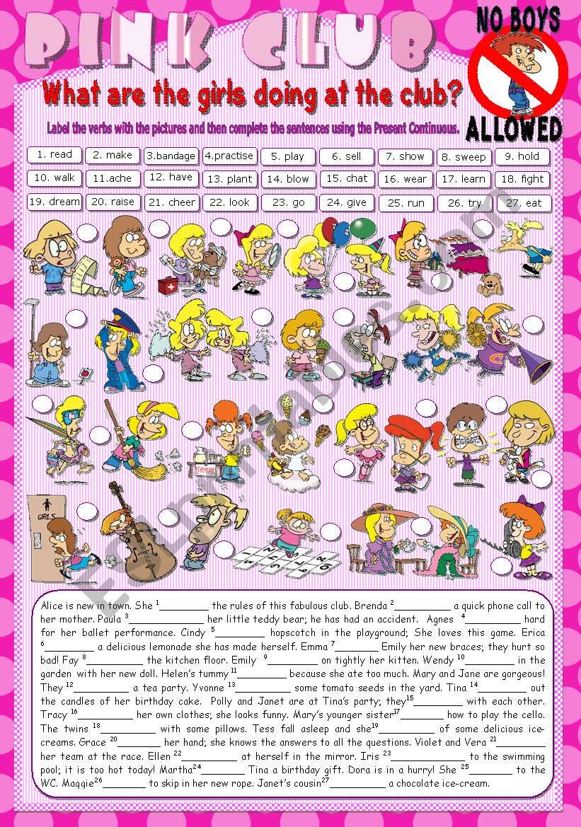 PINK CLUB - No Boys Allowed worksheet