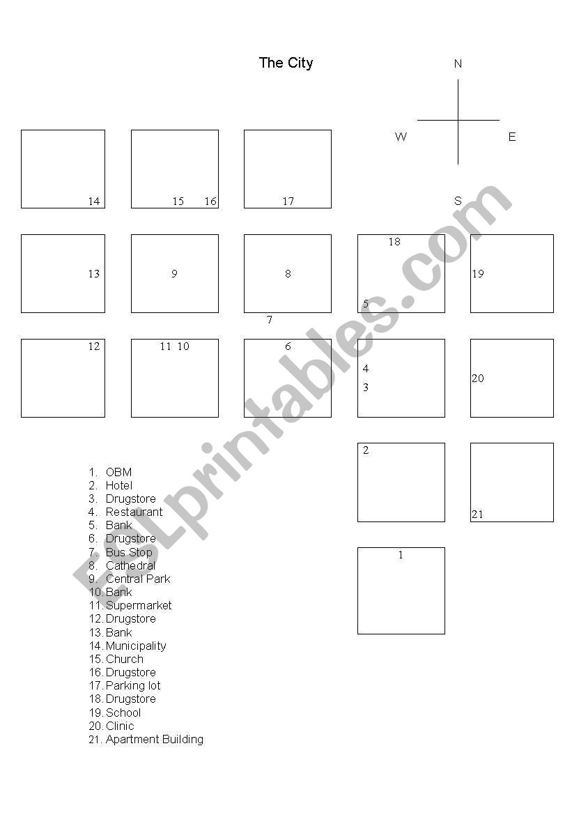 THE CITY worksheet